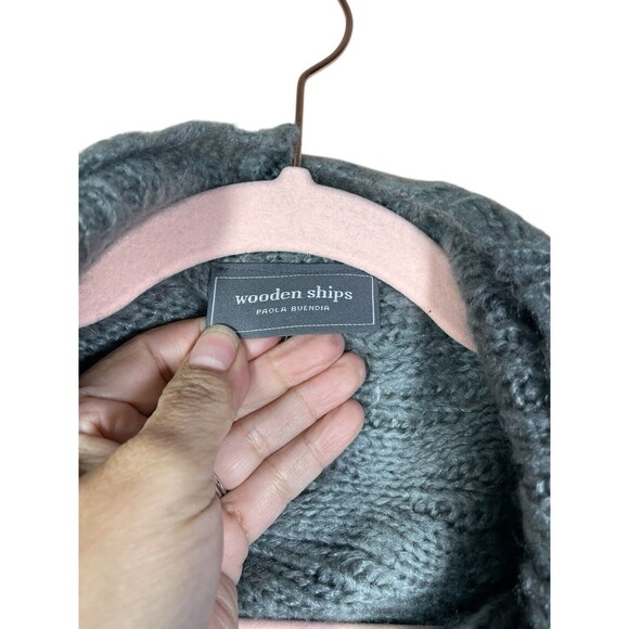 Wooden Ships Cowl Neck Grey Poncho Sweater Size S/M Mohair Wool Chunky‎ Knit - Picture 3 of 7